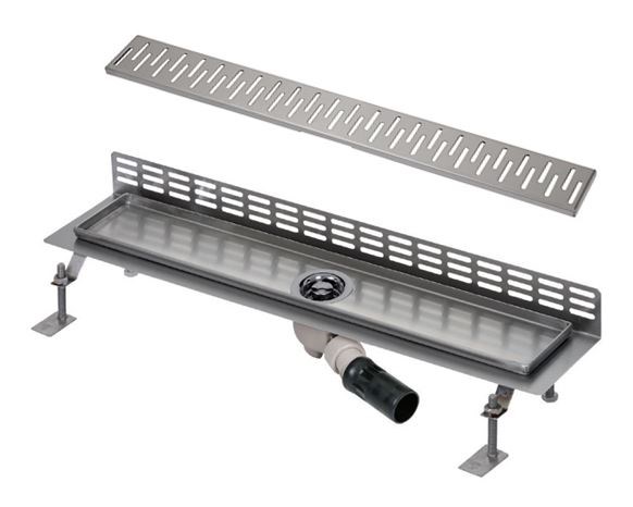 SANELA sprchový žlab 1150 mm, ke stěně, boční odtok DN 50, rošt C, matná nerez ocel