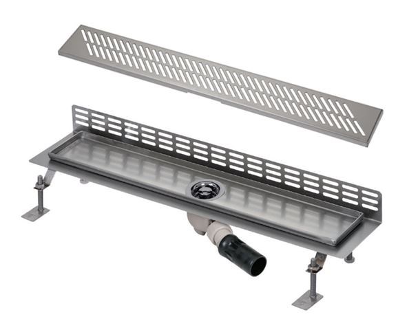 SANELA sprchový žlab 1150 mm, ke stěně, boční odtok DN 50, rošt D, lesklá nerez ocel