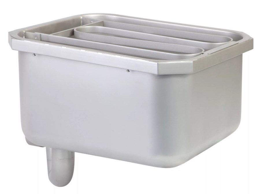 AZP BRNO výlevka se sifonem 44 cm, s mřížkou, nerez