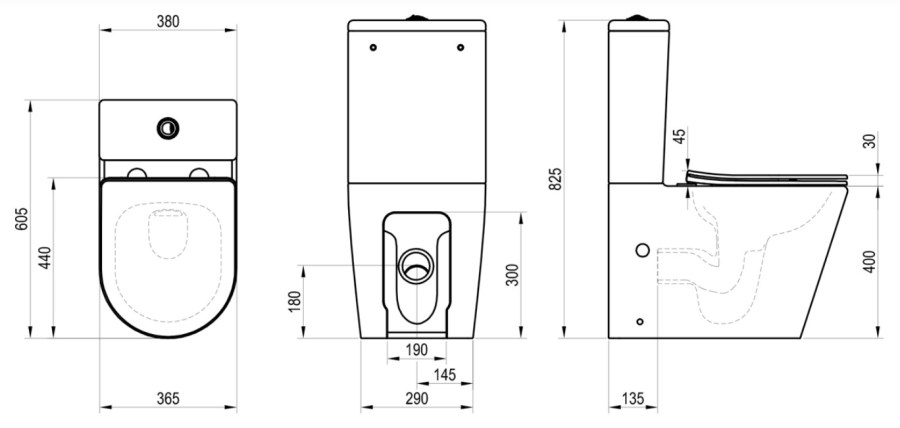 RAVAK WC kombi Elegant, se SoftClose sedátkem, RimOff splachování, vario odpad